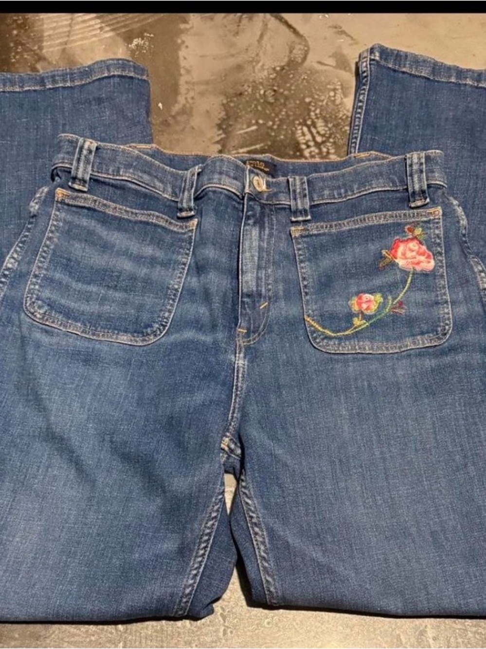 Polo Ralph Lauren Womens Jenn Flare Jeans High Waist Embroidered Size 14w or 32R - Picture 3 of 10